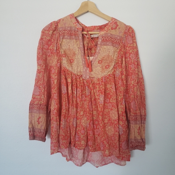 NWT Spell and the Gypsy Designs Collective Love Story Blouse Top Coral Red XS - Picture 10 of 16